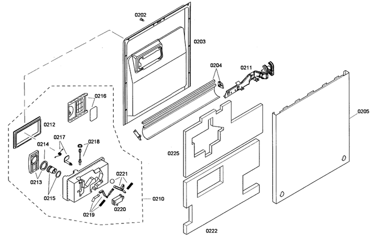 Door Assy Diagram and Parts List for SHV65P03UC 53 Bosch Dishwasher