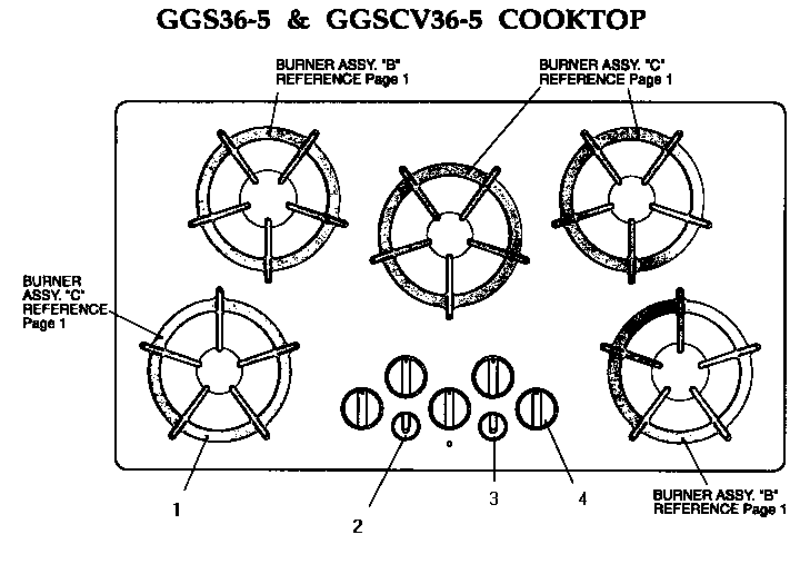 Section 6 Diagram and Parts List for GGSCV36  Thermador Cooktop