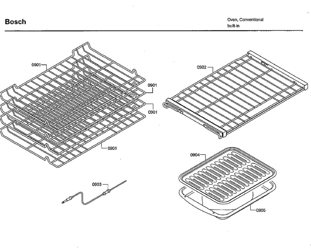Rack Diagram and Parts List for HBLP651LUC 02 Bosch Wall Oven
