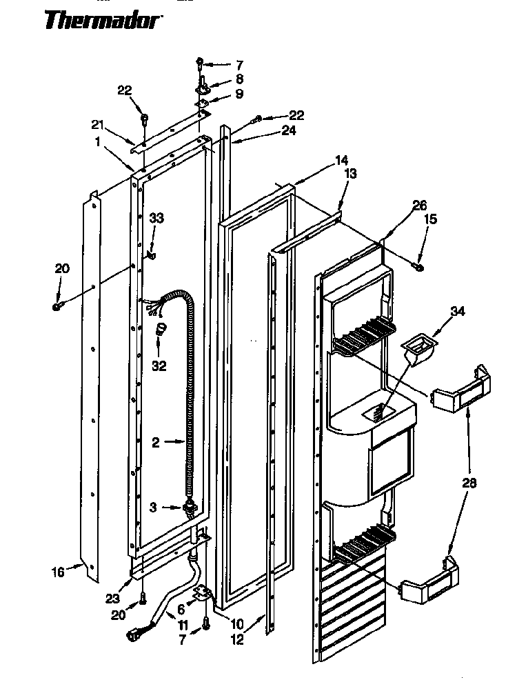 Freezer Door Diagram and Parts List for TSS48DAW-06  Thermador Refrigerator