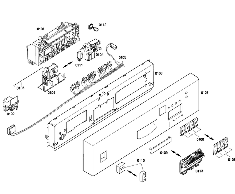 Control Panel Diagram and Parts List for SHU43C02UC 12 Bosch Dishwasher