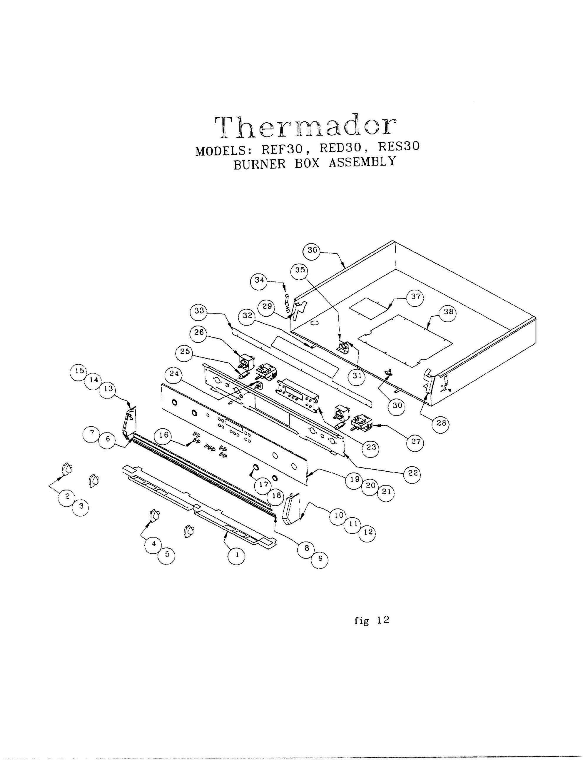 14 - BURNER BOX Diagram and Parts List for RDDS30  Bosch Range