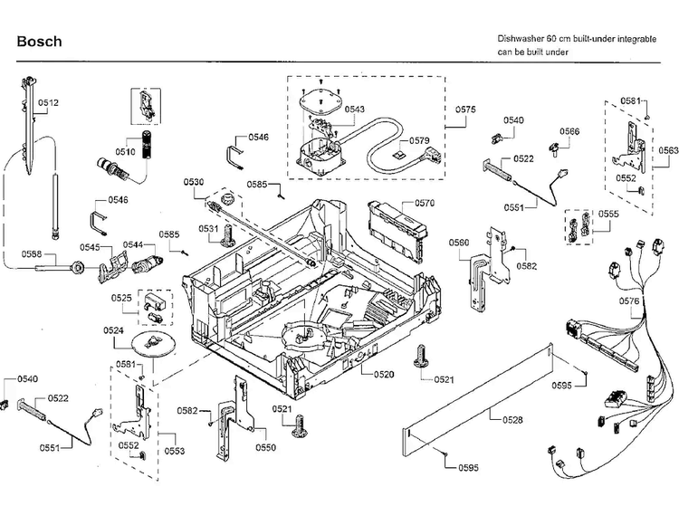 Base Diagram and Parts List for SHP65T55UC 09 Bosch Dishwasher