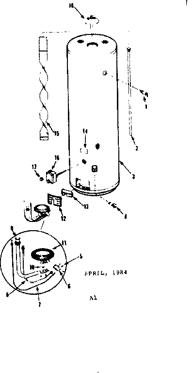 Replacement Parts Diagram and Parts List for 153335714  Kenmore Water Heater