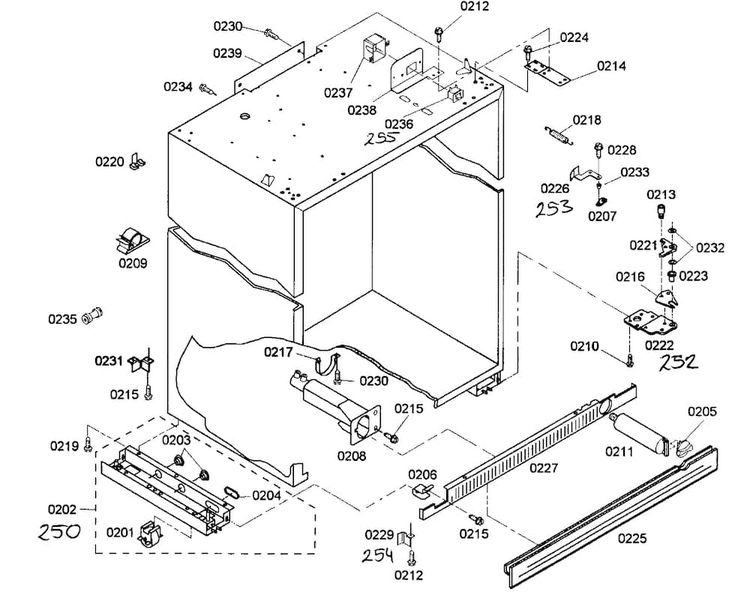 Cabinet Parts Diagram and Parts List for KBUDT4265E 01 Thermador Refrigerator