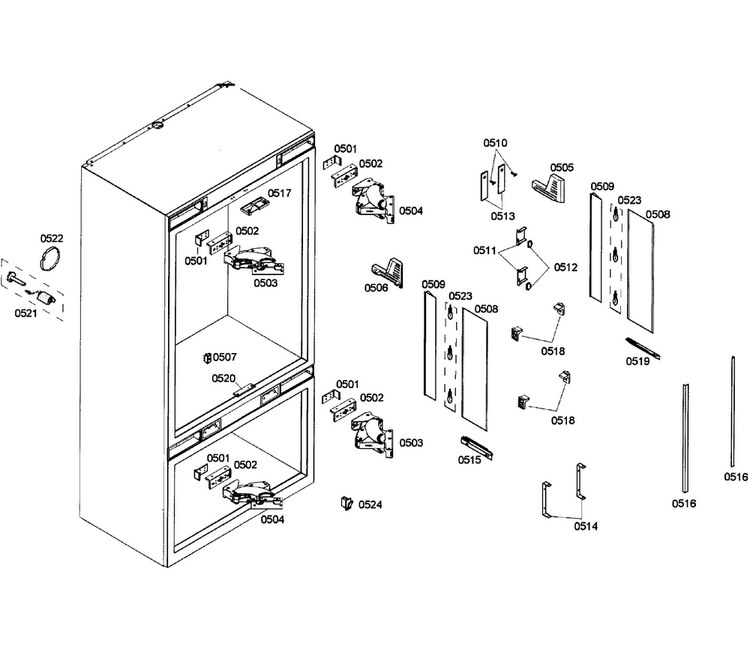 Cabinet 2 Diagram and Parts List for T36IT71NNP 02 Thermador Refrigerator