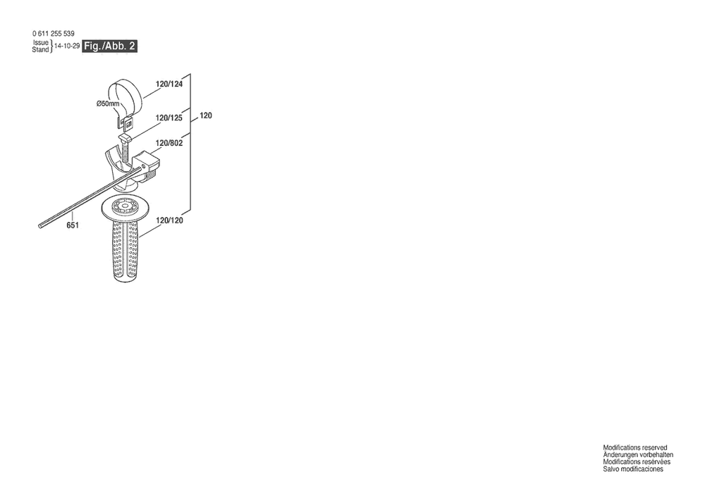 Section 2 Diagram and Parts List for GBH2-26D 0611255539 Bosch Hammer Drill