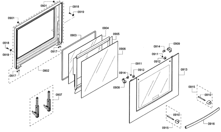 Door Diagram and Parts List for HBL5720UC 09 Bosch Microwave