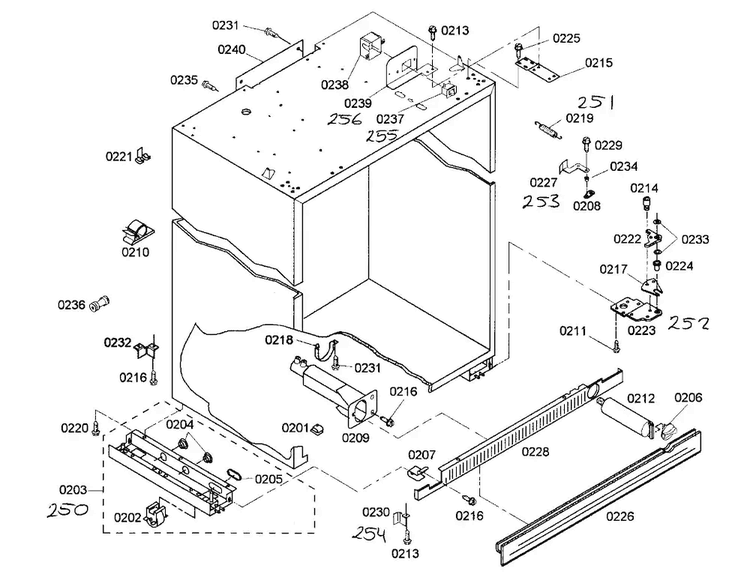 Cabinet Parts Diagram and Parts List for KBUDT4865E 01 Thermador Refrigerator