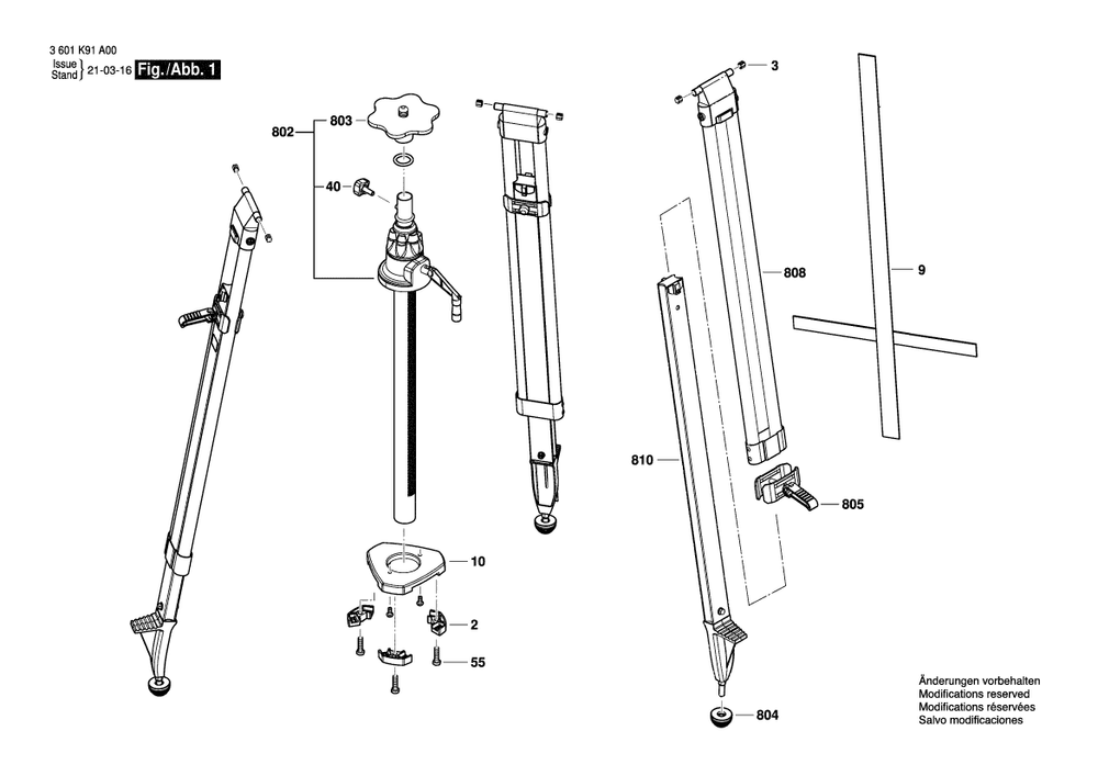 Diagram Diagram and Parts List for BT300HD 3 601 K91 A00 Bosch Tool Stand & Cart
