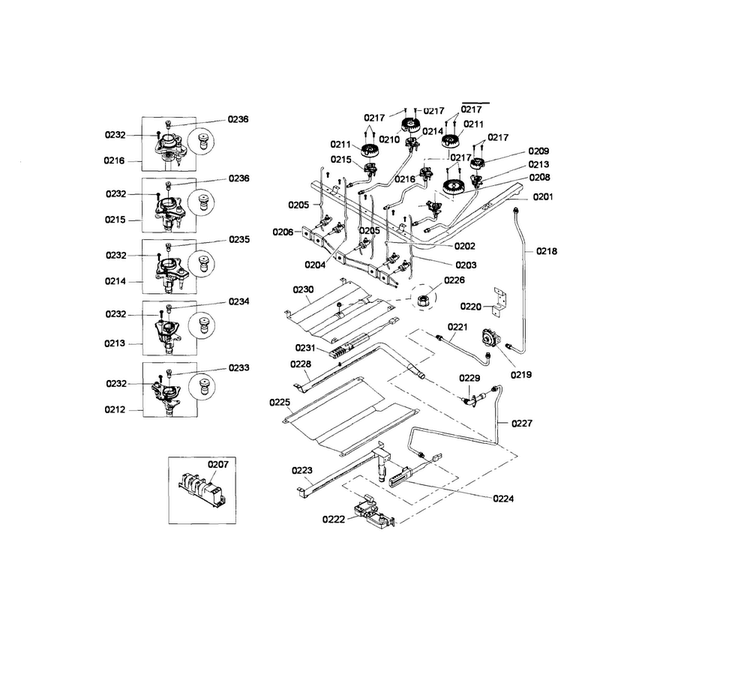 Valve Assy Diagram and Parts List for HGS3063UC 06 Bosch Range