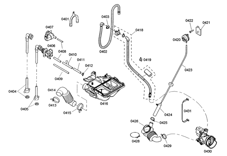 Dispenser Assy/pump Assy Diagram and Parts List for WFMC220RUC 13 Bosch Washer