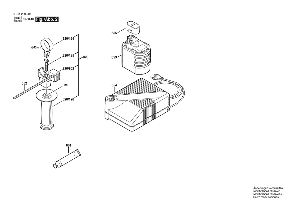 Section 2 Diagram and Parts List for GBH24VRE 0611260503 Bosch Hammer Drill