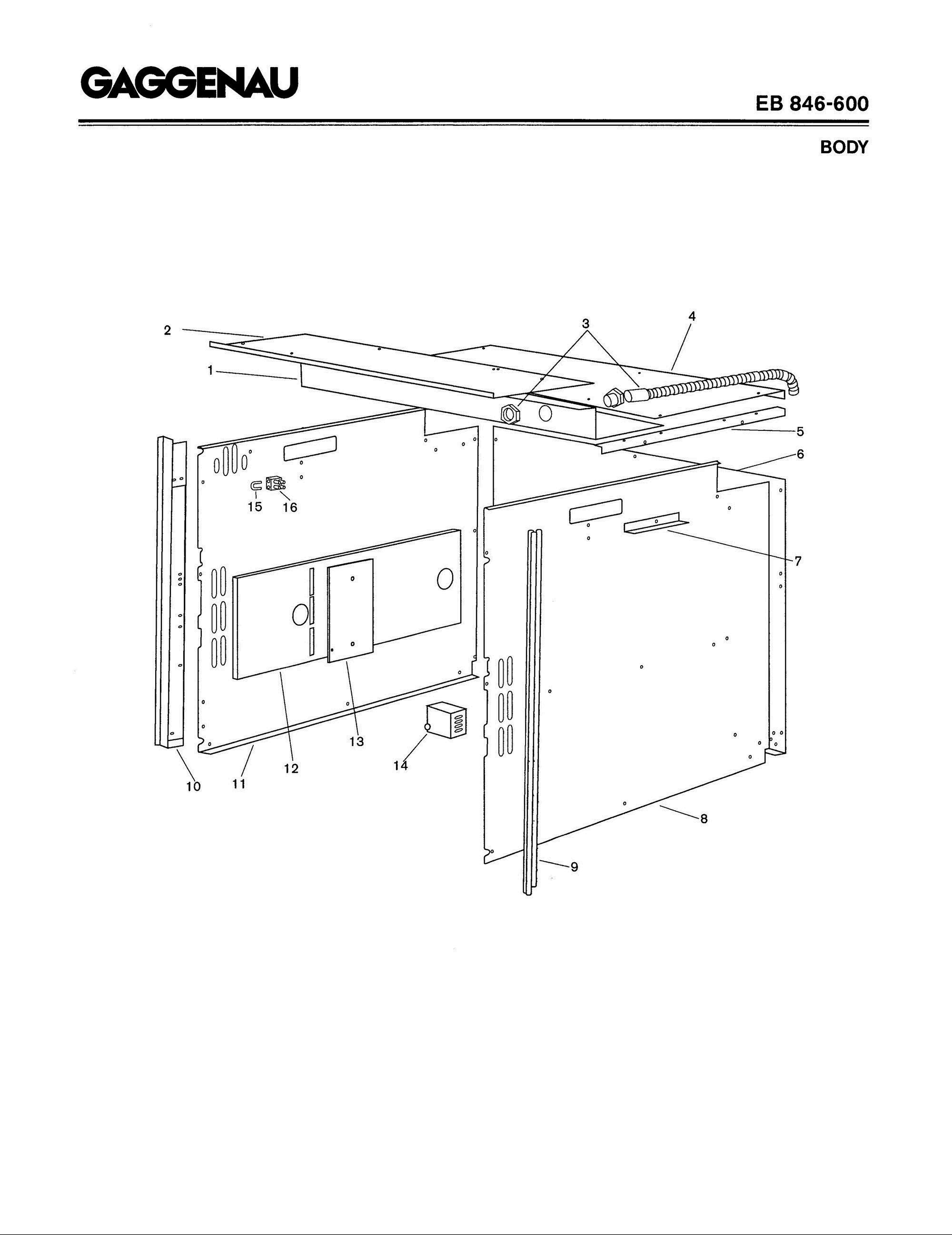 01 - BODY Diagram and Parts List for EB846-600  Bosch Range
