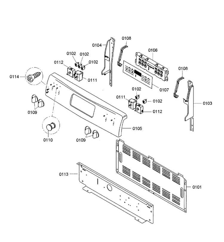 Control Panel Diagram and Parts List for HES3053U 03 Bosch Range
