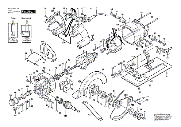 Bosch Hd77mtype1 (F012hm7700) Diagram and Parts List for HD77M (TYPE 1)(F012HM7700) Bosch Circular Saw