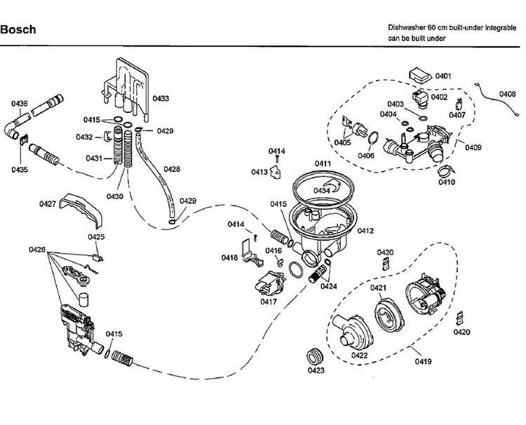 Pump Diagram and Parts List for SHX33M02UC 50 Bosch Dishwasher