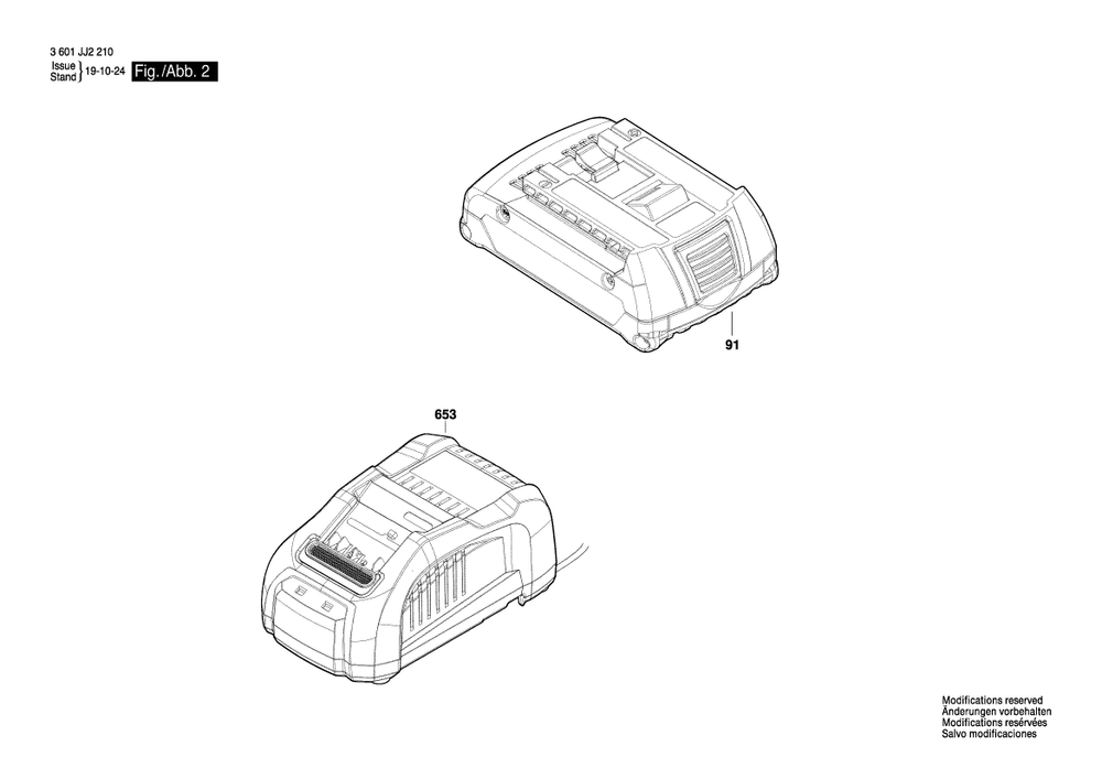 Page 2 Diagram and Parts List for GDX18V-1800 3601JJ2210 Bosch Wrench