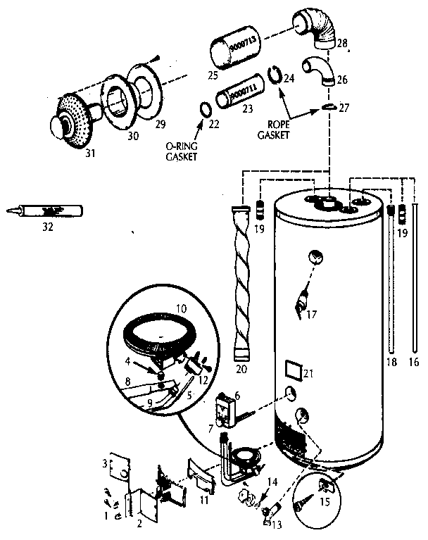 Replacement Parts Diagram and Parts List for 153333722  Kenmore Water Heater