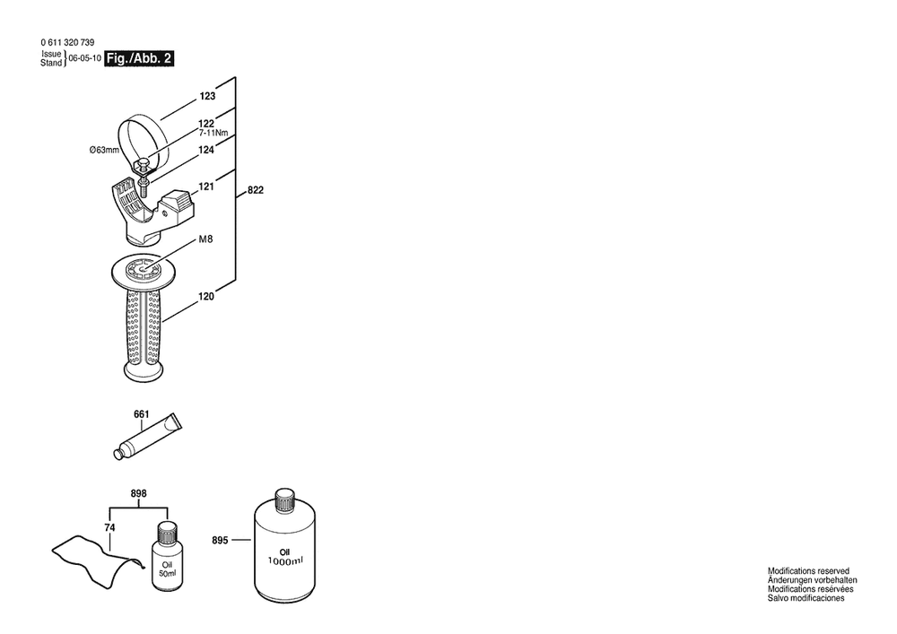 Section 2 Diagram and Parts List for GSH3E 0611320739 Bosch Demolition Hammer