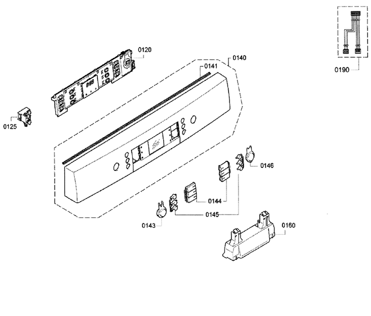Control Panel Diagram and Parts List for SGE53U56UC B3 Bosch Dishwasher