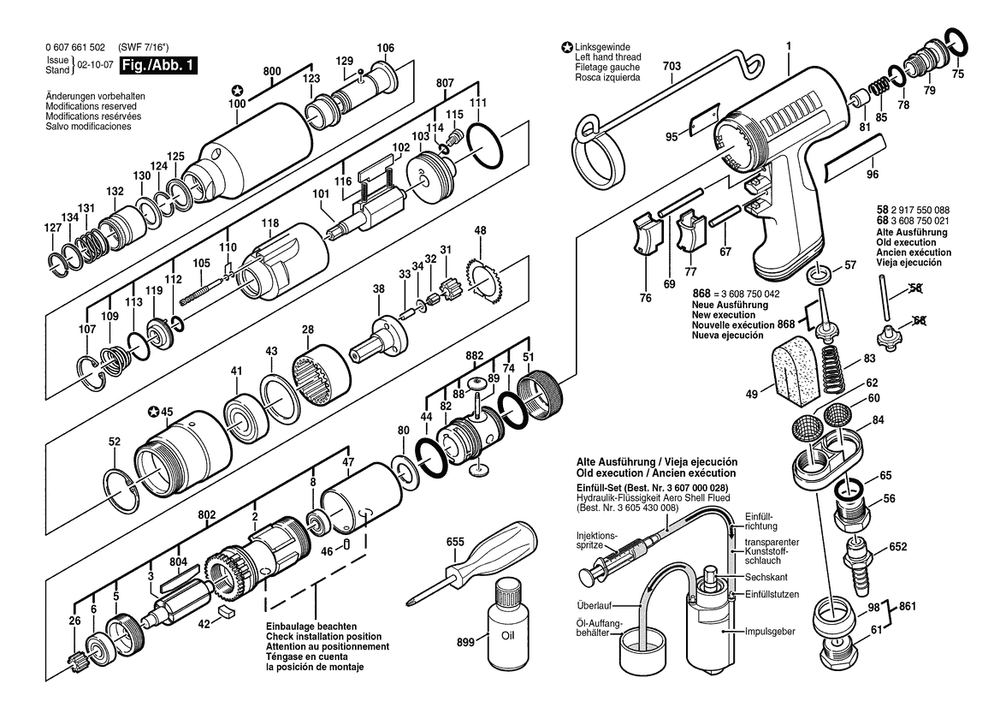 Section 1 Diagram and Parts List for 0607661502  Bosch Wrench