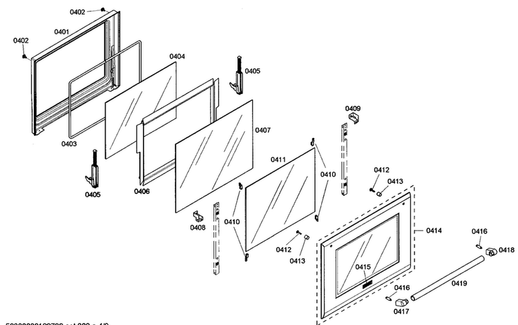 Top Cover Diagram and Parts List for PODC30201  Thermador Wall Oven