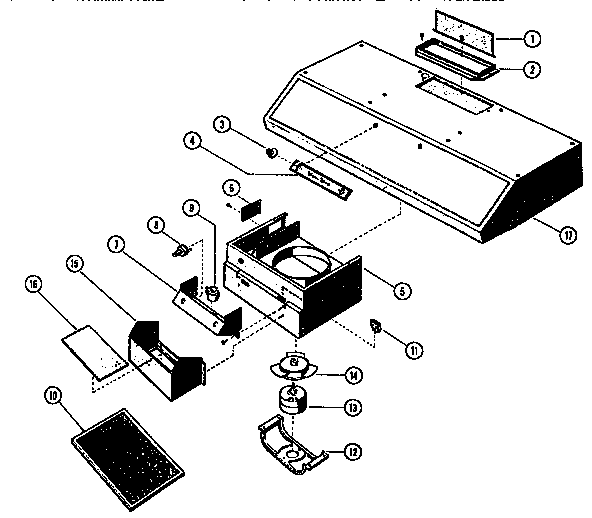 Section 1 Diagram and Parts List for H-71  Thermador Range Hood