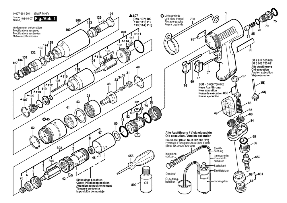 Section 1 Diagram and Parts List for 0607661504  Bosch Wrench