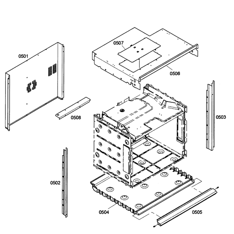 Cabinet Assy Diagram and Parts List for HBL5450UC 03 Bosch Wall Oven