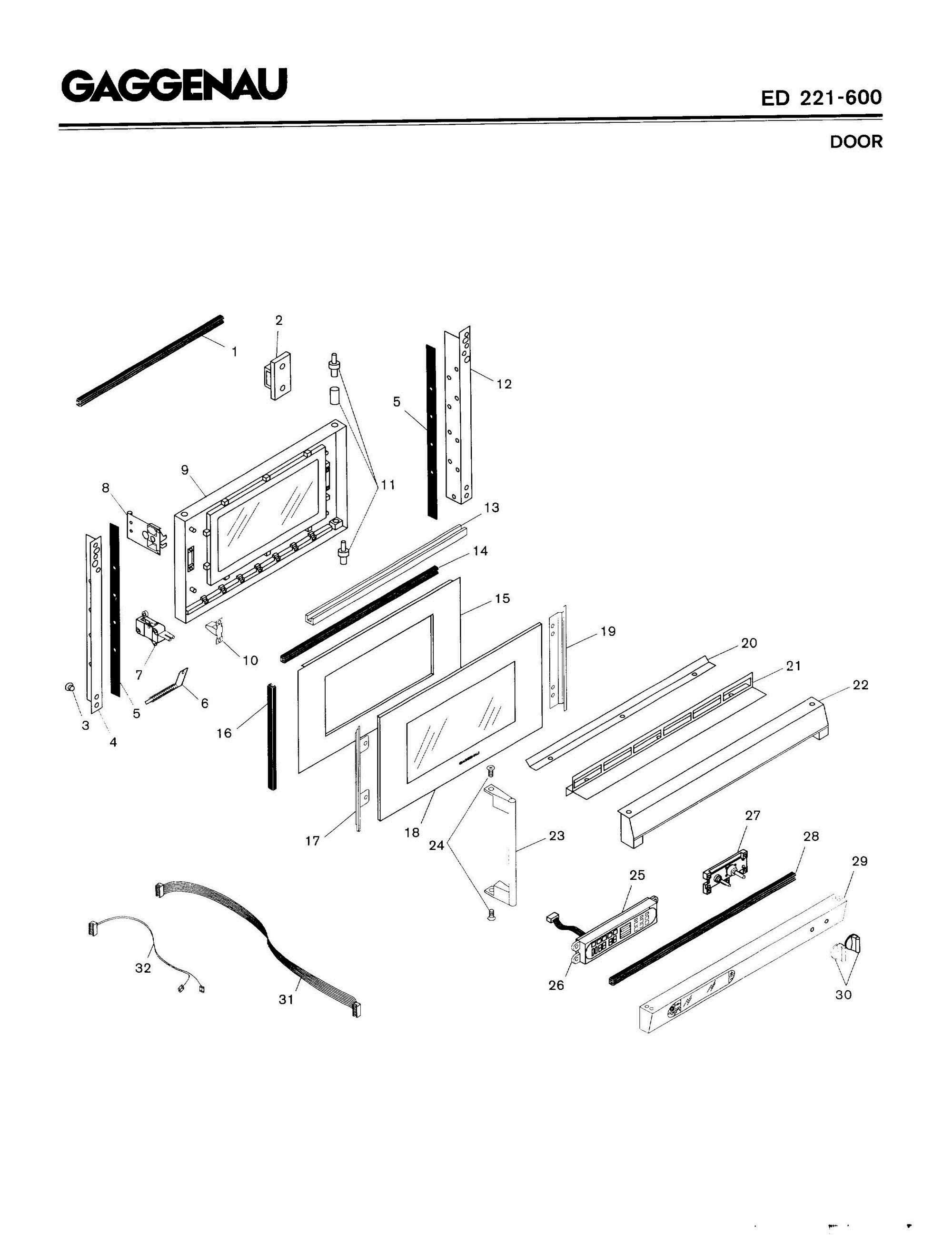 04 - DOOR Diagram and Parts List for ED221-600  Bosch Range