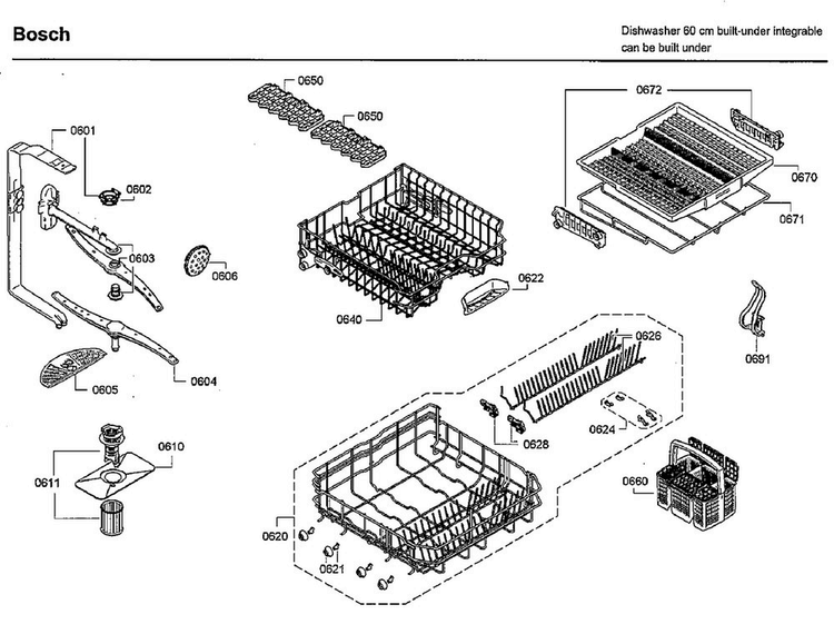 Rack Asy Diagram and Parts List for SHX7ER55UC 86 Bosch Dishwasher