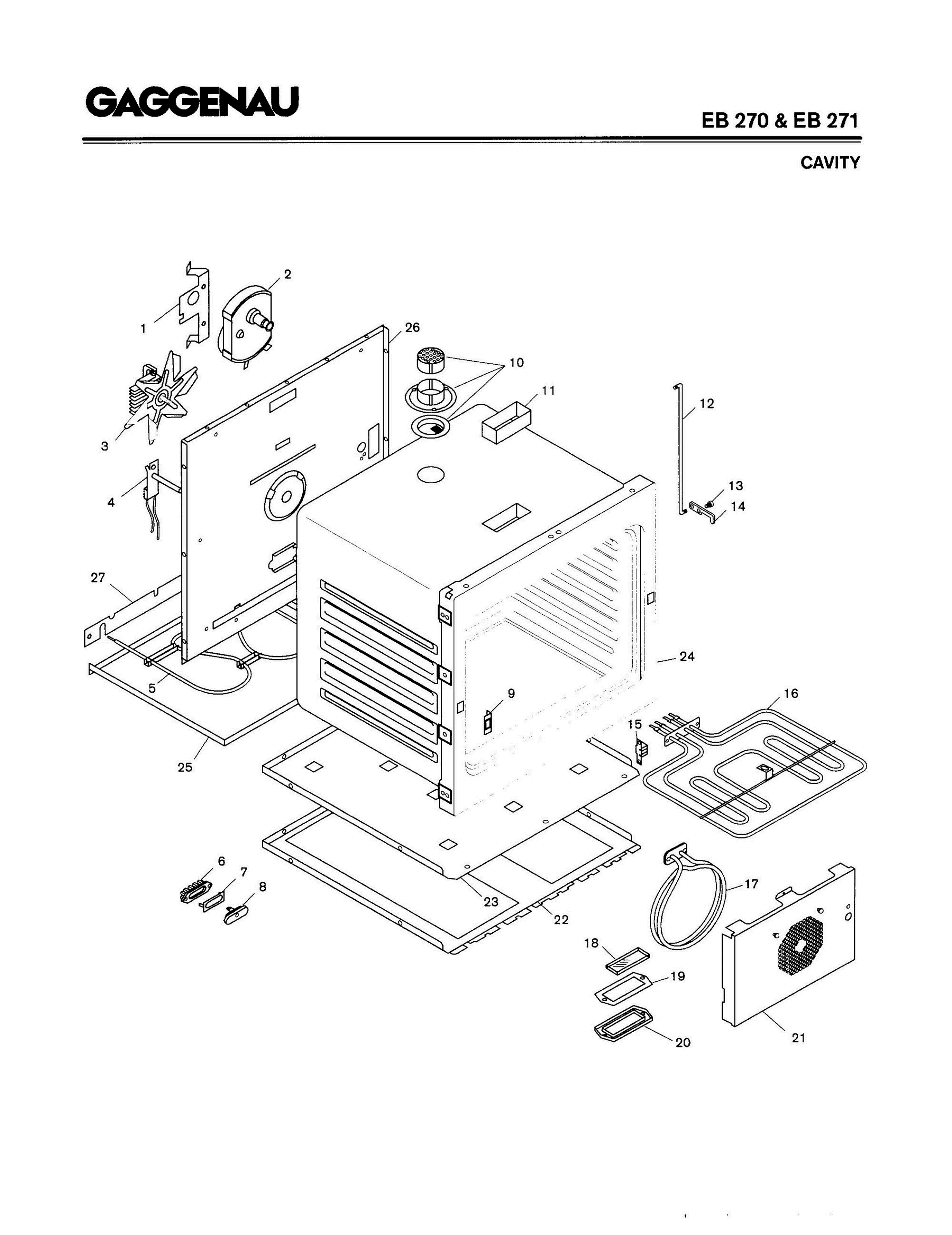 02 - CAVITY Diagram and Parts List for EB271-620  Bosch Range