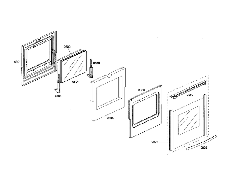 Door Diagram and Parts List for HGS445UC 01 Bosch Range
