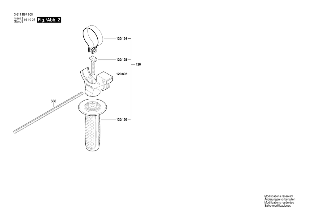 Diagram 2 Diagram and Parts List for GBH2-28F 3 611 B67 641 Bosch Hammer Drill