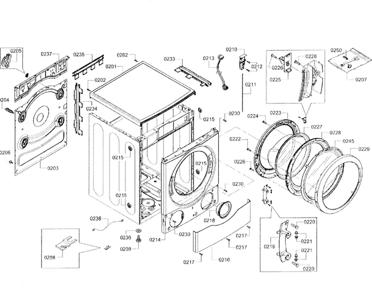 Cabinet Assy Diagram and Parts List for WFVC5400UC 26 Bosch Washer