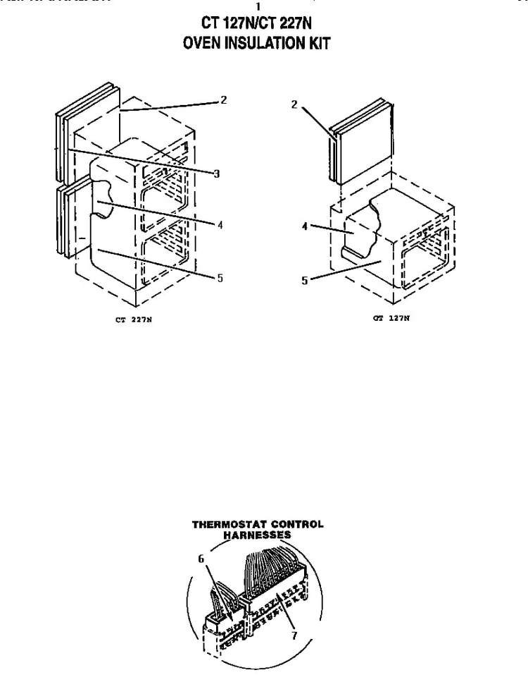 Insulation Kit Diagram and Parts List for CT127N  Thermador Wall Oven