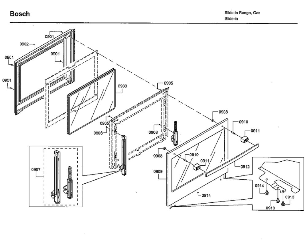 Door Diagram and Parts List for HGIP054UC 06 Bosch Range