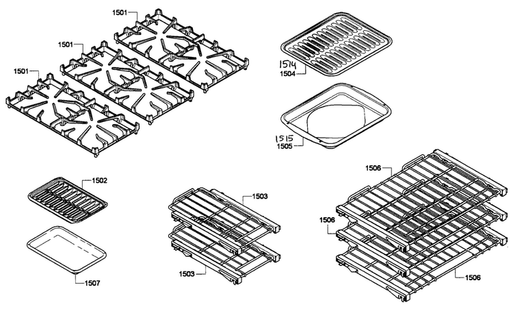 Racks/shelfs Diagram and Parts List for PRG486EDPG 01 Thermador Range