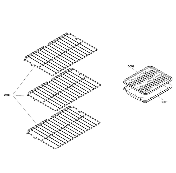 Shelfs Diagram and Parts List for HBL3450UC 02 Bosch Wall Oven