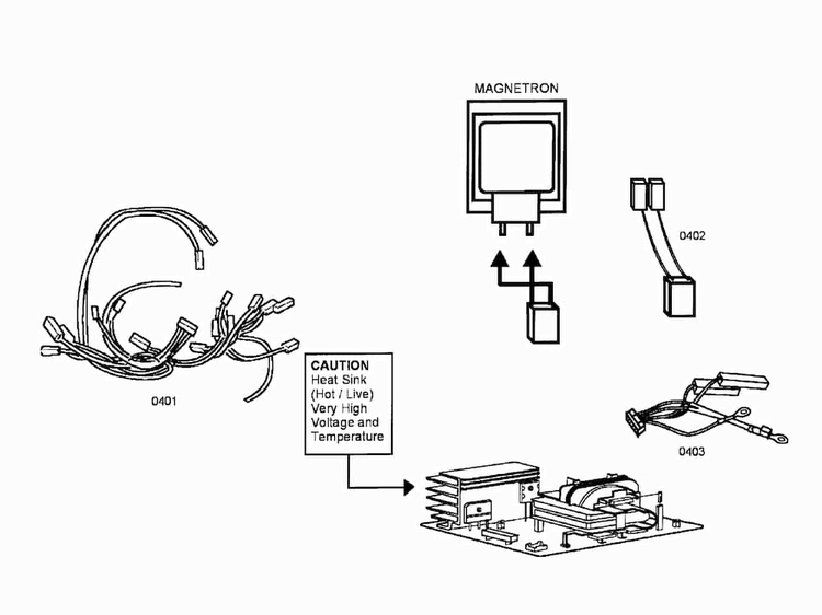 Wire Assy Diagram and Parts List for HMB5051 01 Bosch Microwave