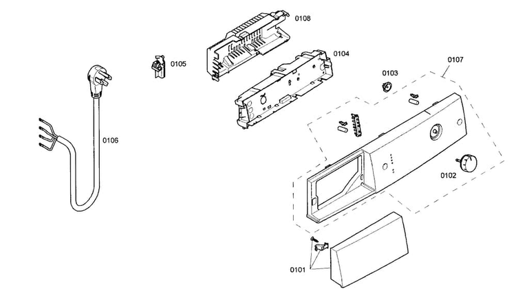 Control Panel Diagram and Parts List for WTV76100US 01 Bosch Dryer