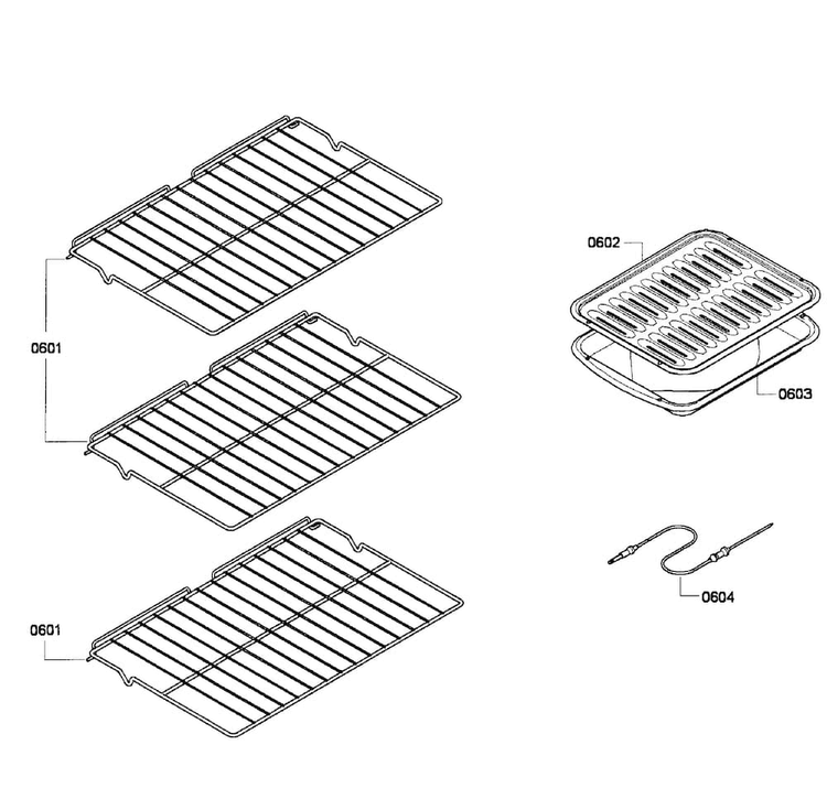 Shelfs Diagram and Parts List for HBL5450UC 06 Bosch Wall Oven