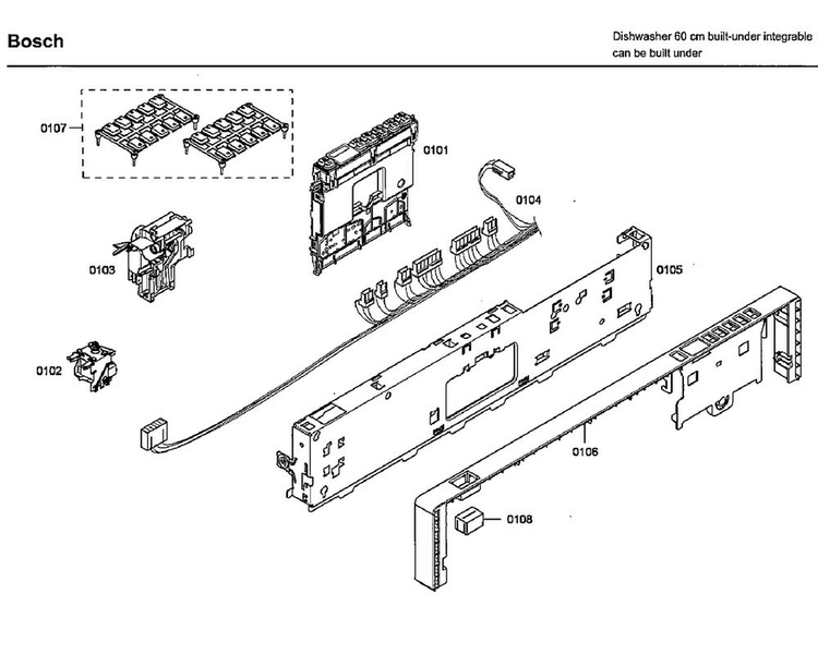 Control Panel Diagram and Parts List for SHX46L15UC 35 Bosch Dishwasher