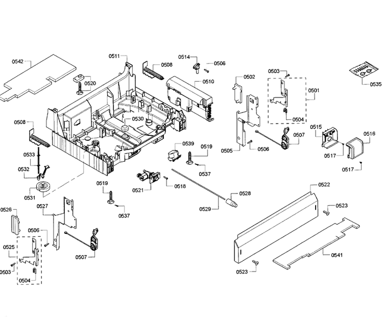 Base Assy Diagram and Parts List for SHE68R56UC 69 Bosch Dishwasher