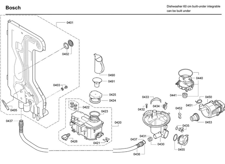 Pump Diagram and Parts List for SHX7ER55UC 55 Bosch Dishwasher