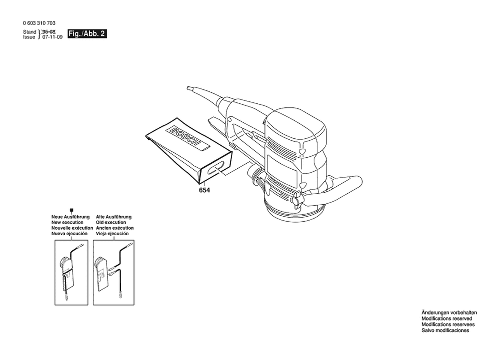 Section 2 Diagram and Parts List for PEX12AE 0603310737 Bosch Orbital or Palm Sander
