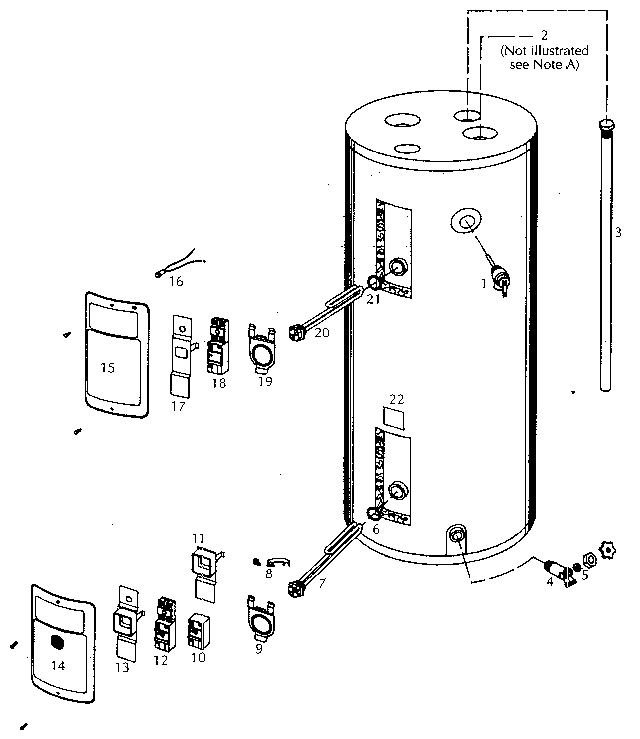 Replacement Parts Diagram and Parts List for 153325450  Kenmore Water Heater