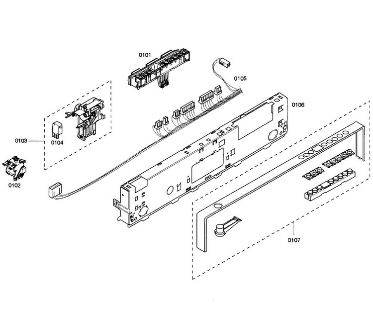 Control Panel Diagram and Parts List for SHX55M05UC 50 Bosch Dishwasher