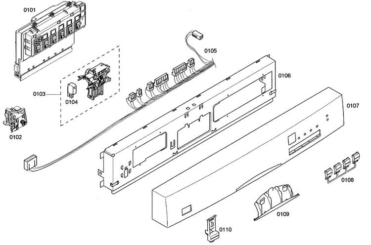 Panel Assy Diagram and Parts List for SHE44C02UC 40 Bosch Dishwasher
